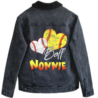 Funny Ball Nonnie Softball Baseball Gifts T Shirt Unisex Sherpa-lined Denim Jacket | Artistshot