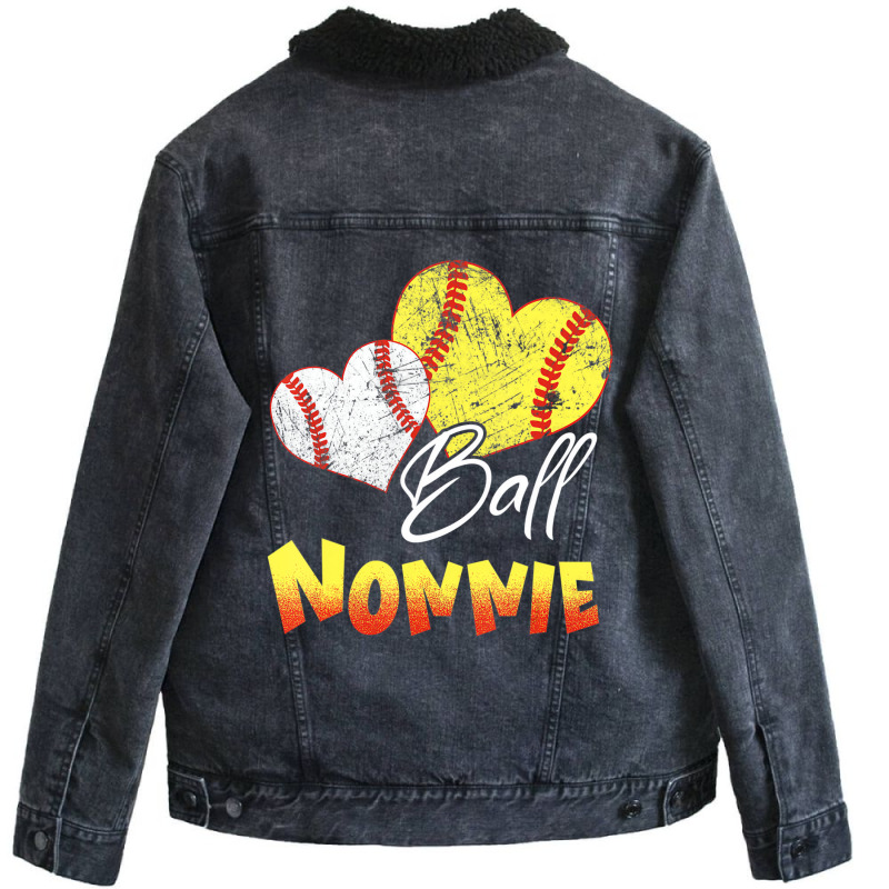 Funny Ball Nonnie Softball Baseball Gifts T Shirt Unisex Sherpa-lined Denim Jacket | Artistshot