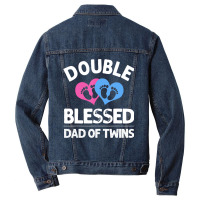 Funny New Dad Of Twins Gift For Men Father Announc Men Denim Jacket | Artistshot