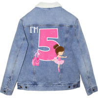 Girl's 5 Year Old Ballerina 5th Birthday Party Bal Unisex Sherpa-lined Denim Jacket | Artistshot