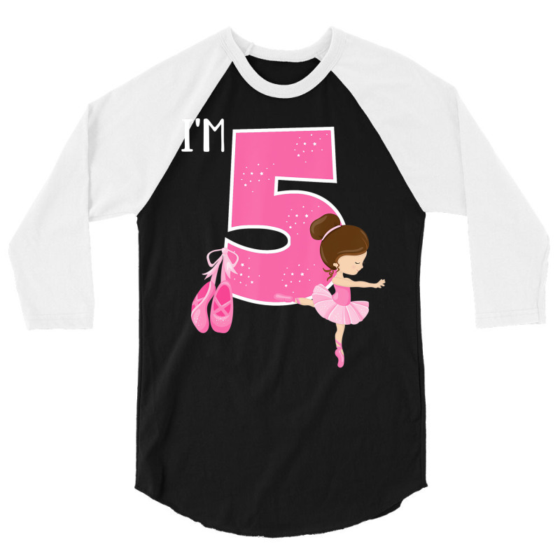 Girl's 5 Year Old Ballerina 5th Birthday Party Bal 3/4 Sleeve Shirt | Artistshot