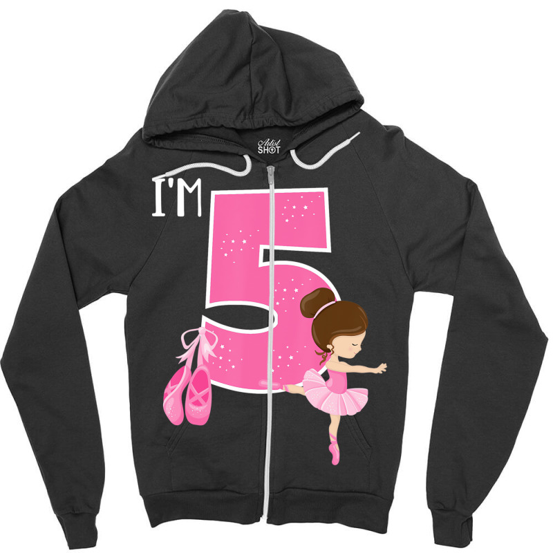 Girl's 5 Year Old Ballerina 5th Birthday Party Bal Zipper Hoodie | Artistshot