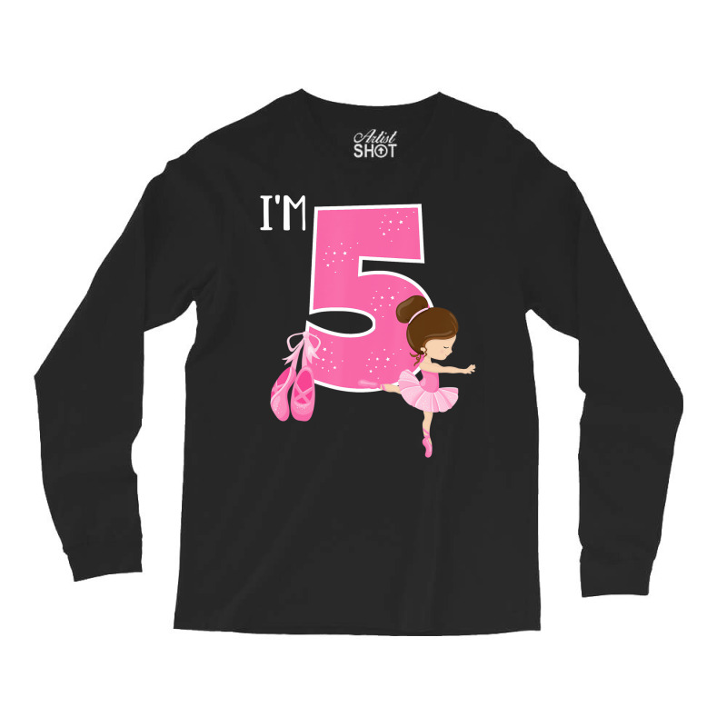 Girl's 5 Year Old Ballerina 5th Birthday Party Bal Long Sleeve Shirts | Artistshot