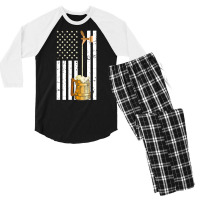 Craft Beer American Flag Usa Oktoberfest For Beer Drinkers Men's 3/4 Sleeve Pajama Set | Artistshot