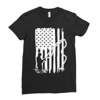 Fly Fishing Vintage America Flag Art Ladies Fitted T-shirt | Artistshot