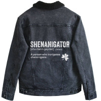 Funny Shenanigans Instigator Saint Patricks Day Sh Unisex Sherpa-lined Denim Jacket | Artistshot