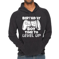 Gamer Gift Idea Birthday Boy Time To Level Up Vide Vintage Hoodie | Artistshot