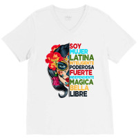 Womens Soy Mujer Latina Tee Poderosa Magica Bella V-neck Tee | Artistshot