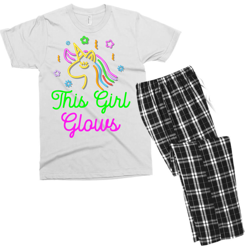 This Girl Glows Retro 80s Birthday Party Eighties Men's T-shirt Pajama Set | Artistshot