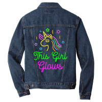 This Girl Glows Retro 80s Birthday Party Eighties Men Denim Jacket | Artistshot