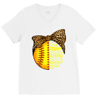 This Granny Loves Her Softball Girl Mother's Day L V-neck Tee | Artistshot