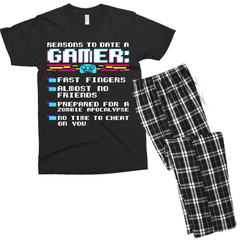 Gaming Funny Reasons To Date A Gamer Gift Video Ga Men's T-shirt Pajama Set | Artistshot