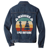 Mens Warning I Pee Outside Funny Camper Camping Hi Men Denim Jacket | Artistshot