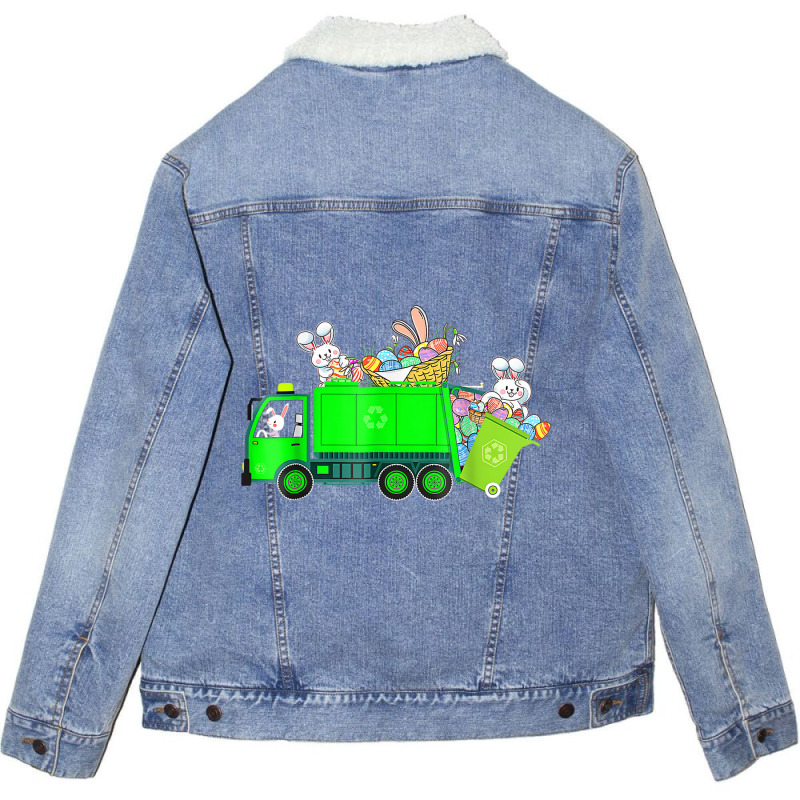 Bunny Riding Garbage Truck Easter Day Bunny Garbag Unisex Sherpa-lined Denim Jacket | Artistshot