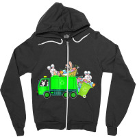 Bunny Riding Garbage Truck Easter Day Bunny Garbag Zipper Hoodie | Artistshot