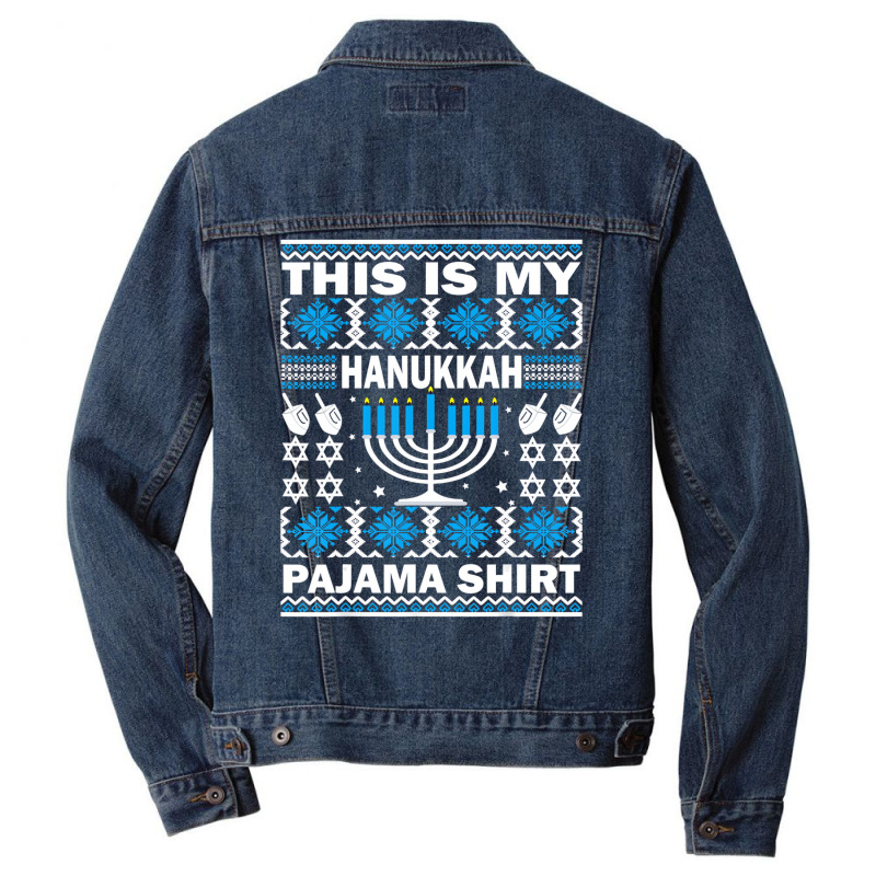 This Is My Hanukkah Pajama Shirt Ugly Pajamas For Men Denim Jacket | Artistshot