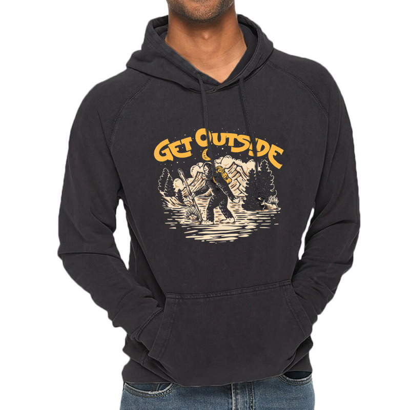 Get Outside! Hiking Sasquatch & Mountains Outdoor Vintage Hoodie | Artistshot