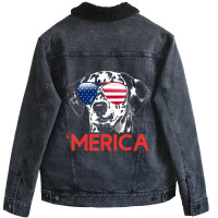 Merica Dalmatian American Flag 4th Of July T Shirt Unisex Sherpa-lined Denim Jacket | Artistshot