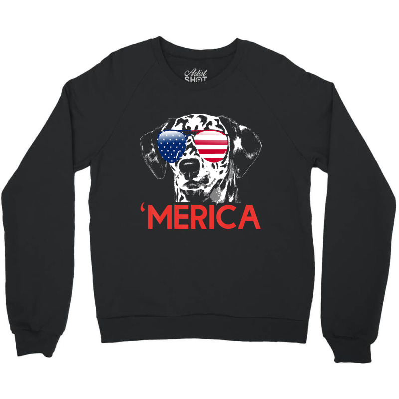 Merica Dalmatian American Flag 4th Of July T Shirt Crewneck Sweatshirt | Artistshot