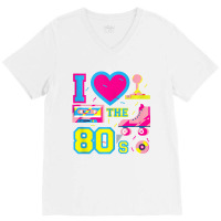 I Love Heart The 80's   Retro Vintage Vaporwave Co V-neck Tee | Artistshot