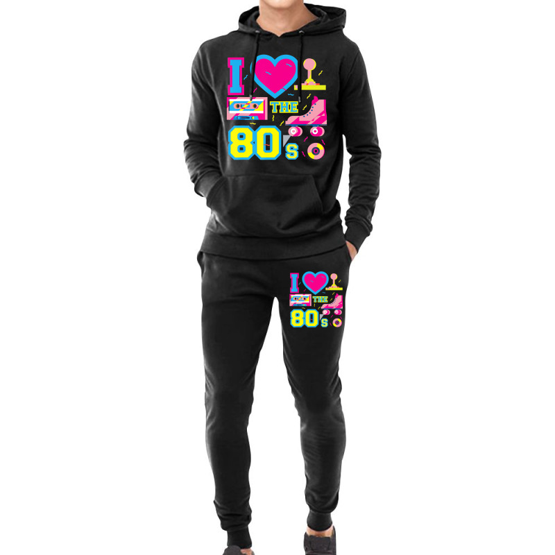 I Love Heart The 80's   Retro Vintage Vaporwave Co Hoodie & Jogger Set | Artistshot