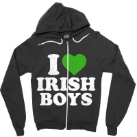 I Love Irish Boys Funny St Patrick's Day Heart Sha Zipper Hoodie | Artistshot