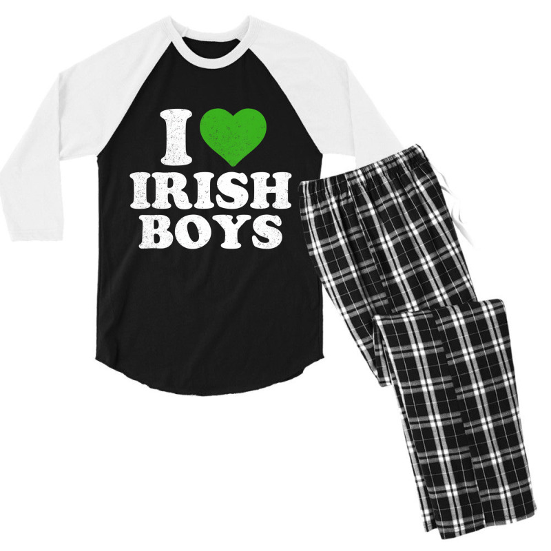 I Love Irish Boys Funny St Patrick's Day Heart Sha Men's 3/4 Sleeve Pajama Set | Artistshot