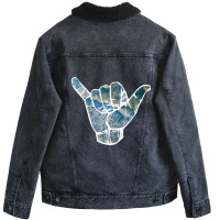 Hang Loose Surfing Shaka Hand Beach Waves Gift For Unisex Sherpa-lined Denim Jacket | Artistshot