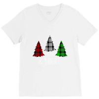 Merry And Bright Christmas Family Pajamas Matching V-neck Tee | Artistshot