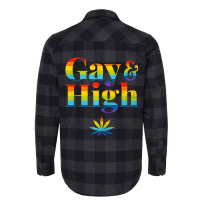 Gay & High Funny Marijuana Lgbt Pride Weed Stoner Flannel Shirt | Artistshot