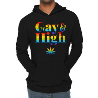 Gay & High Funny Marijuana Lgbt Pride Weed Stoner Lightweight Hoodie | Artistshot