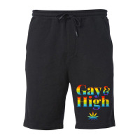 Gay & High Funny Marijuana Lgbt Pride Weed Stoner Fleece Short | Artistshot