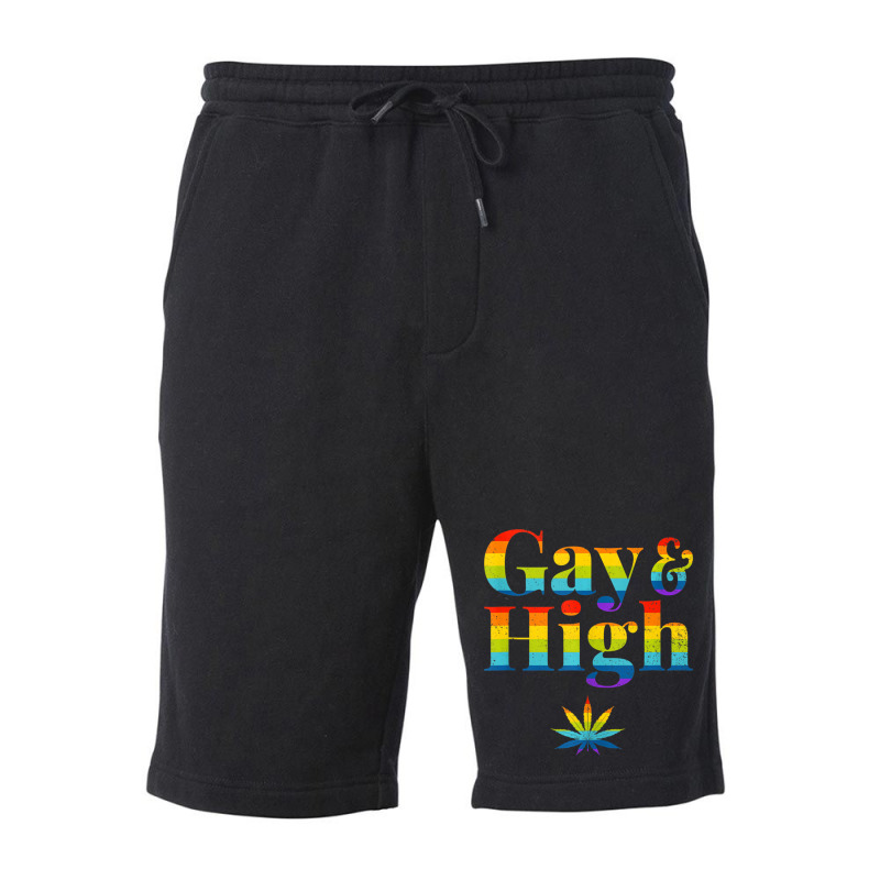 Gay & High Funny Marijuana Lgbt Pride Weed Stoner Fleece Short | Artistshot