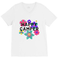 Happy Camper Floral Layering Flowers Camping Tee F V-neck Tee | Artistshot