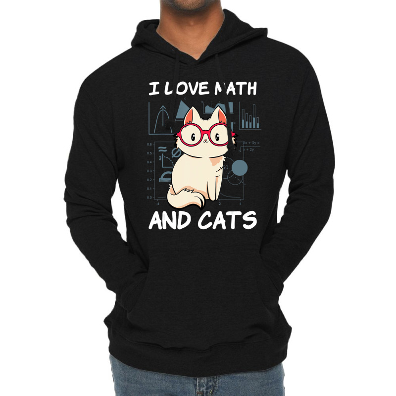 I Love Math And Cats Mathematics Cat Lover Numbers Lightweight Hoodie | Artistshot