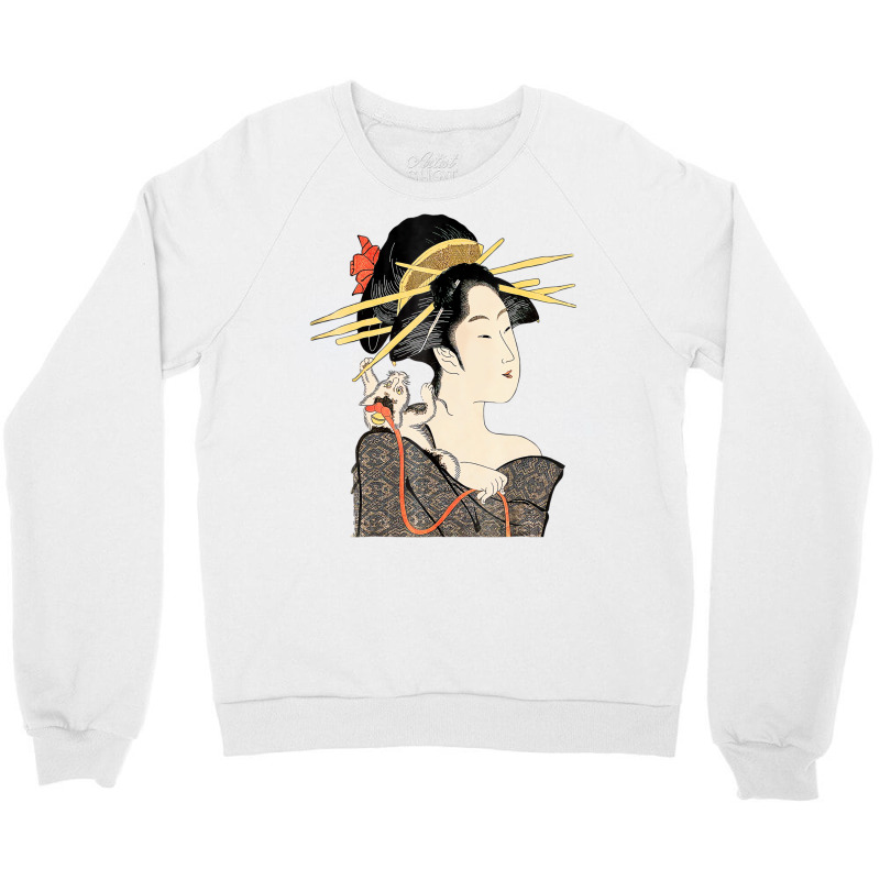 T Shirt, Edo Period Japan, Geisha Portrait With Ca Crewneck Sweatshirt | Artistshot