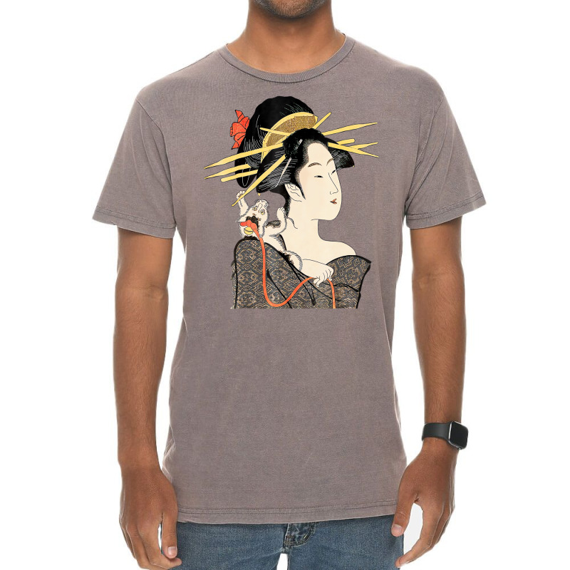 T Shirt, Edo Period Japan, Geisha Portrait With Ca Vintage T-shirt | Artistshot