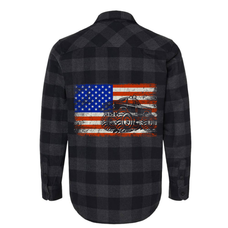 Vintage Monster Truck Lovers American Flag Funny K Flannel Shirt | Artistshot