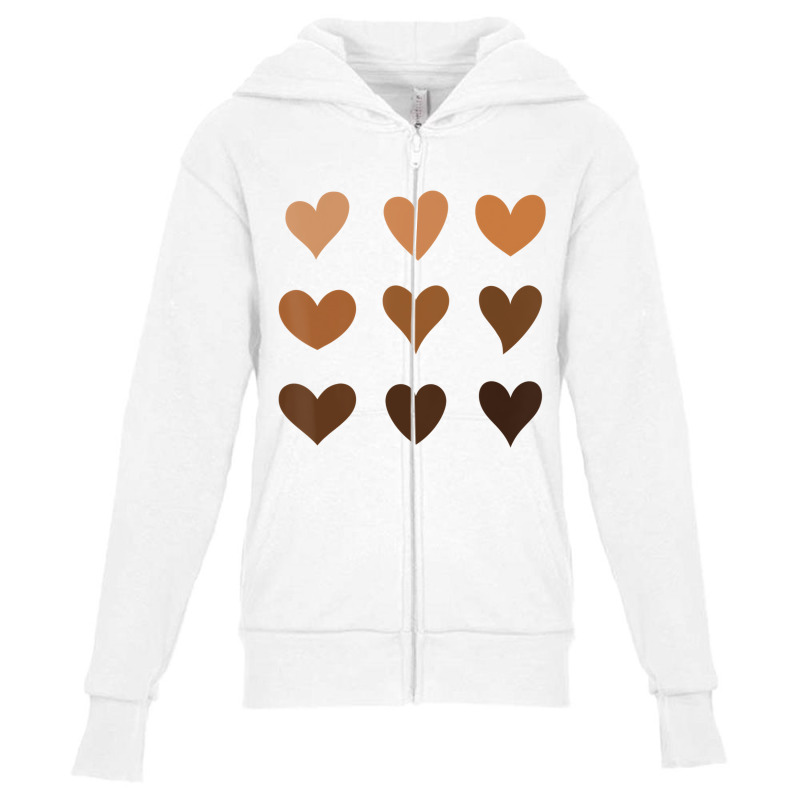 Melanin Skin Tone Hearts Be Kind Black History Mon Youth Zipper Hoodie | Artistshot