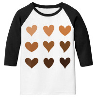 Melanin Skin Tone Hearts Be Kind Black History Mon Youth 3/4 Sleeve | Artistshot