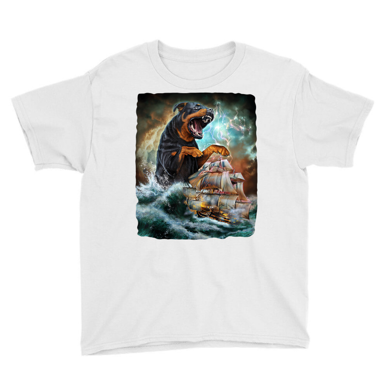 Rottweiler Dog As Kraken Attack A War Ship At High Youth Tee | Artistshot