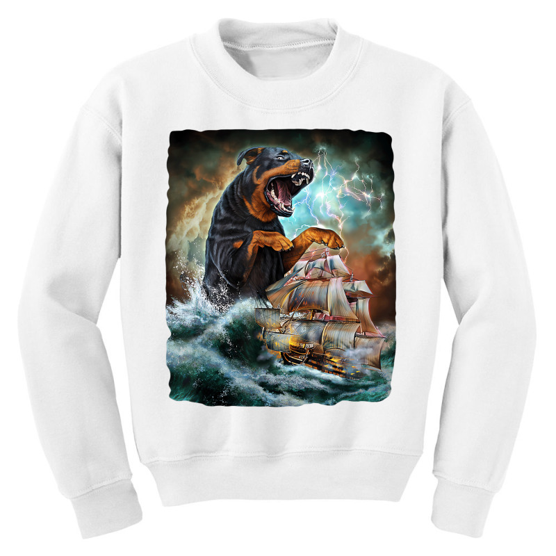 Rottweiler Dog As Kraken Attack A War Ship At High Youth Sweatshirt | Artistshot