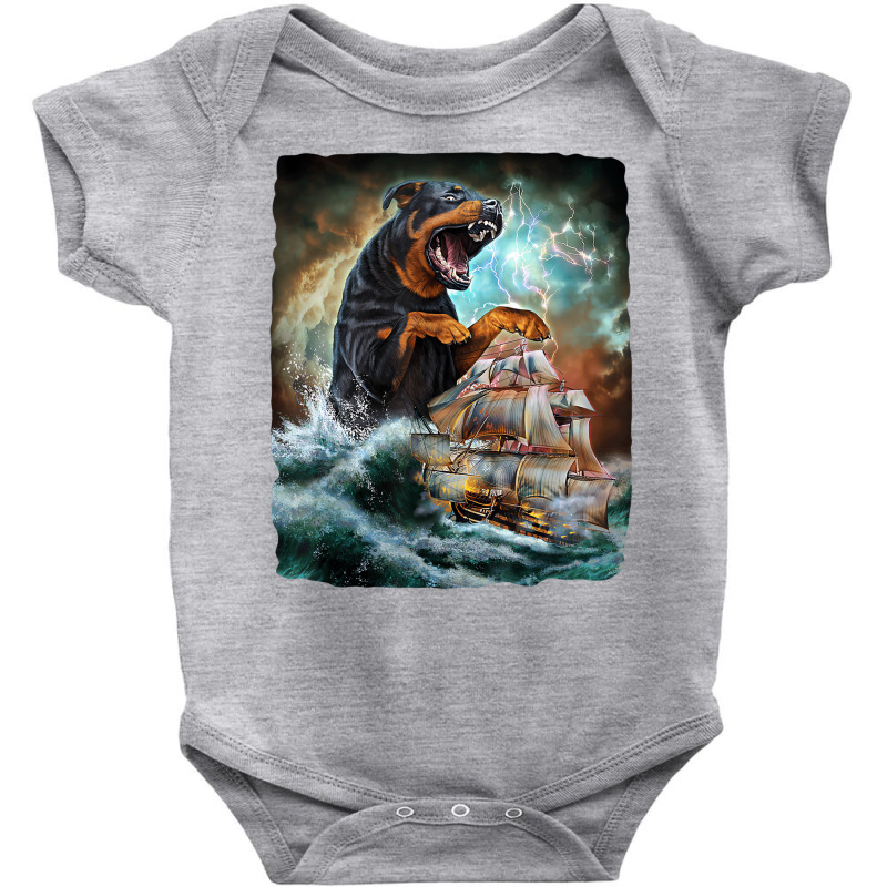 Rottweiler Dog As Kraken Attack A War Ship At High Baby Bodysuit | Artistshot