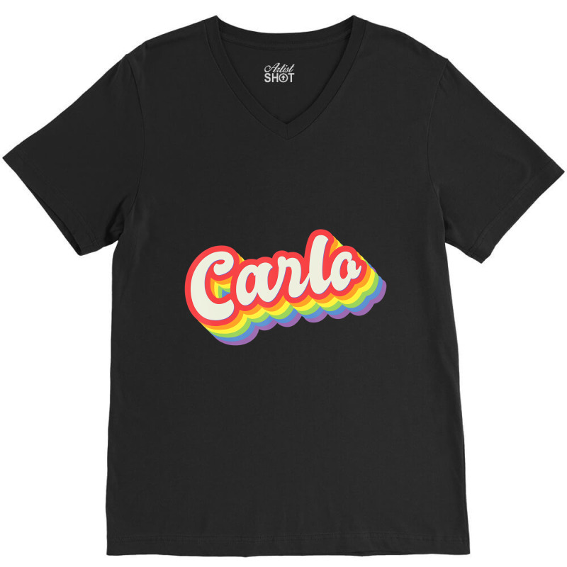 Carlo Pride Month Lgbtq Rainbow Flag Name Personal V-neck Tee | Artistshot