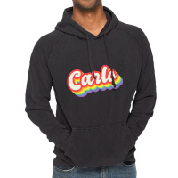 Carlo Pride Month Lgbtq Rainbow Flag Name Personal Vintage Hoodie | Artistshot