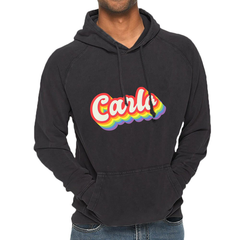 Carlo Pride Month Lgbtq Rainbow Flag Name Personal Vintage Hoodie | Artistshot