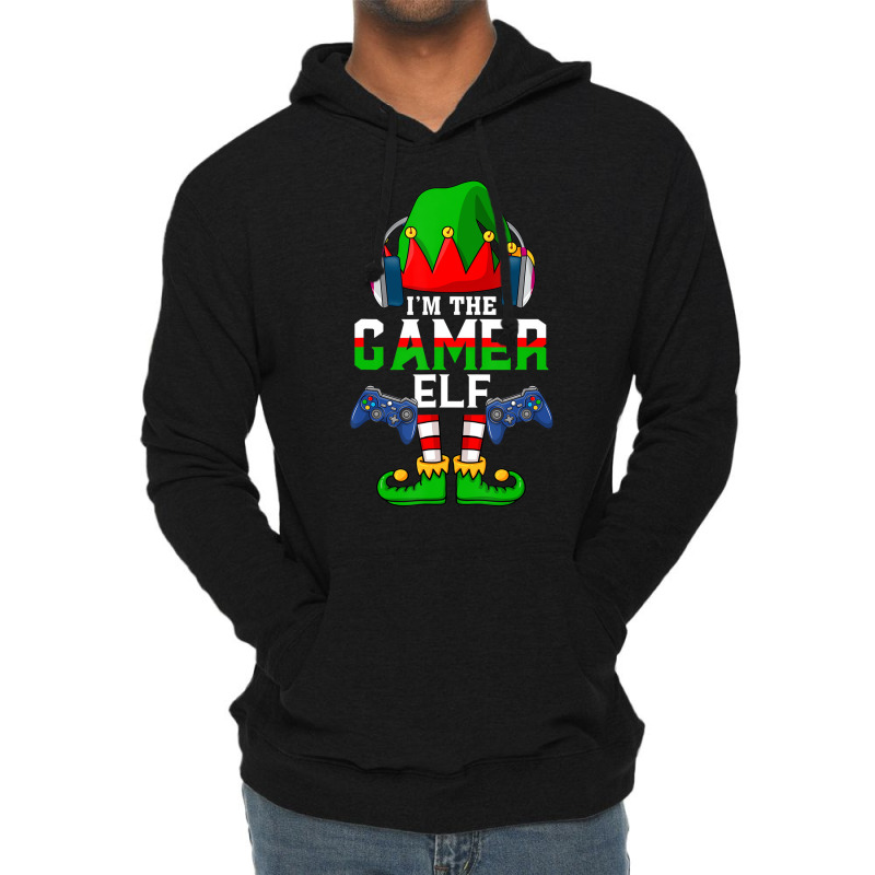 Merry Xmas Video Gamer Elf Matching Family Christm Lightweight Hoodie | Artistshot