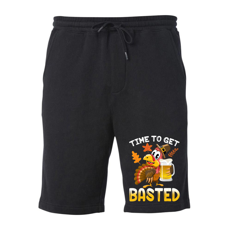 Time To Get Basted Funny Turkey Thanksgiving Thank Fleece Short | Artistshot