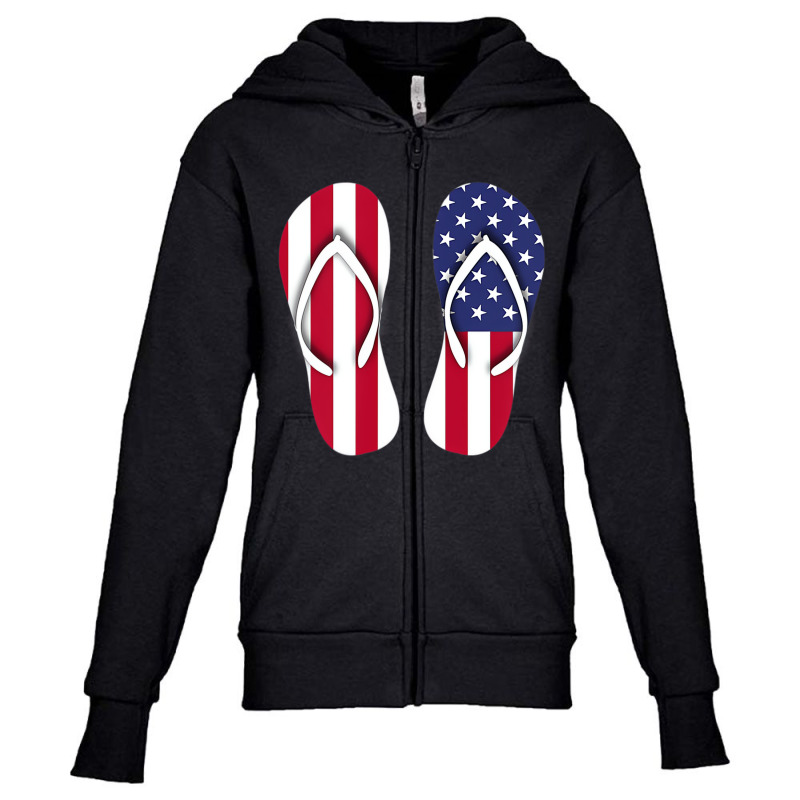 Flip Flops Red White And Blue Patriotic Sandals Be Youth Zipper Hoodie | Artistshot