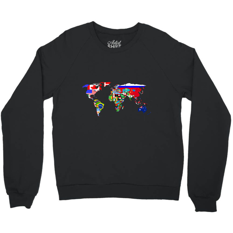 World Map Global Country Flag National Pride Atlas Crewneck Sweatshirt | Artistshot